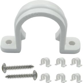 12 Set PVC Pipe Clamps - 5/8" Plastic Pipe Straps with Screws - Two Hole Plastic Pipe Clamps Clips - PVC Conduit Clips for Conduit Cables Hose