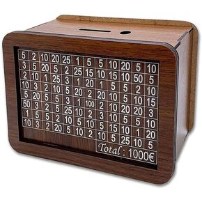 Money Box,Cash Vault Wooden Savings Box Wooden Cash Saver Money Box Coin Counter Piggy Bank with Money Target and Numbers