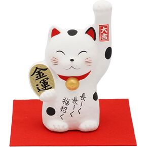 Banko Ware Maneki Neko Coin Bank - تقليدي ياباني محظوظ بنك لجذب الثروة والثروة الجيدة ، بنك الخنزير السيراميك الزخرفي (أبيض)