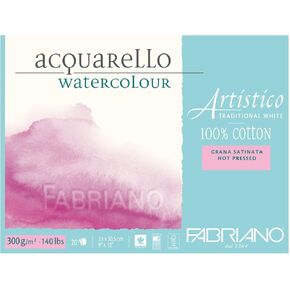 Fabriano Artististico 140 LB. Hot Press 20 Sheet Block 9x12 " - تقليدي أبيض (30002330)