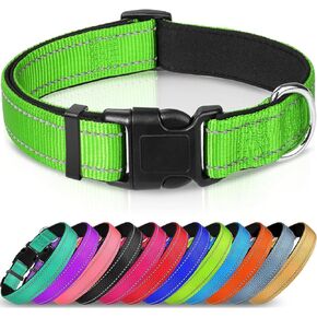 2 Pcs Dog Collars,Reflective Dog Collar with Buckle,Adjustable Nylon Pet Collars with Safety Locking Buckle for Dogs Green