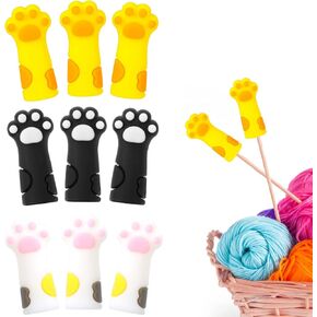 9 PCS Cat Paw requting eletles stoppers ، Silicone Stitch Stoppers Point Point Foints Cletting Nitte Edele Clettings Stitch Stitch Fit 11-17 (8mm-2.75mm) الإبرة