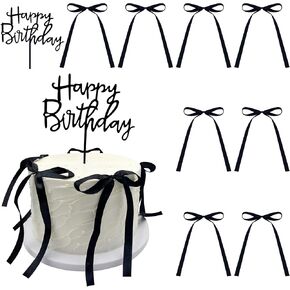 9pcs bow cake topper bowknot ripbons cupcake decorations happy happy distr scipers toppers cake cake decor stack coquette bow cupcake topcake for birstrid