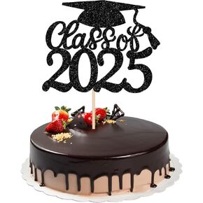 RSSTARXI 1 حزمة فئة 2025 كعكة توبيبر مبروك الخريج 2025 تخرج كعكة الديكور بريق التخرج كعكة اختيار لزخارف الحفلات العليا في المدرسة الثانوية الذهب
