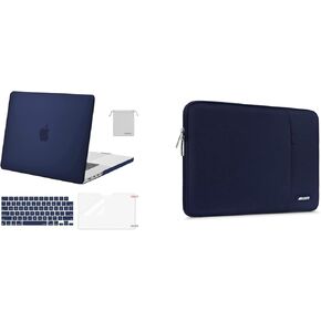 MOSISO Compatible with MacBook Pro 16 inch Case 2021 2022 Release A2485 M1, Vertical Sleeve Bag&Plastic Hard Cased&Keyboard Cover&Screen Protector&Storage Bag, Navy Blue