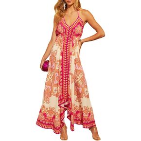 GOLDSTITCH Womens Spring Summer Deep V Neck Ruffle Long Sleeve Floral Print Mini Dress