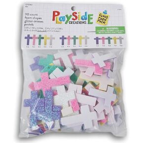 Playside Creations Glitter Cross Foam Sticker Set - 90 Pieces