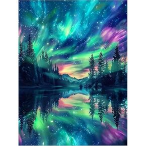 Lumicraft Aurora Diamond Art Kits للبالغين ، ومجموعات الطلاء الماس للمبتدئين ، ولوحات DIY كاملة الحفر مع Diamonds 5D GEM Art Wall Decor
