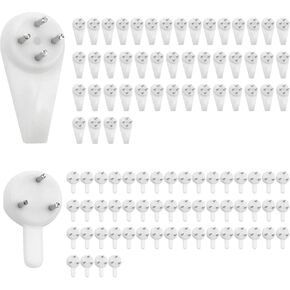 Dnyta 100pcs Invisible Nail Screws Wall Hooks Picture Hanging Kit No Trace Picture Hangers Invisible Wall Nails for Hanging Photo Frame,Decoration,Artwork Picture(2 Types)