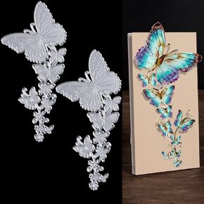 Pagow 2PCS Butterfly Frame Cuts ، حافة الحدود الدانتيل يموت من الإستنسل ، قالب نقش الصلب الكربوني لـ DIY Craft Scrapbooking ، ألبوم (3.10 × 6.62 بوصة)