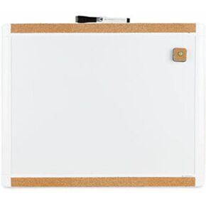 U Brands PinIt Combination Dry Erase Board with White Frame, Office Supplies, Includes Marker and Magnet, 16" x 20"
