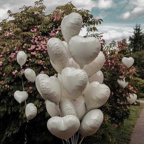 Cream Heart Balloons, 19PCS Cream White Heart Shape Balloons, 18Inch with 10Inch Nude Neutral Helium Foil Balloon Love Mylar Balloon for Birthday White Wedding Valentines Anniversary Decorations in Saudi Arabia