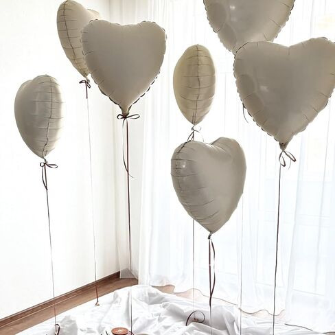 Cream Heart Balloons, 19PCS Cream White Heart Shape Balloons, 18Inch with 10Inch Nude Neutral Helium Foil Balloon Love Mylar Balloon for Birthday White Wedding Valentines Anniversary Decorations in Saudi Arabia