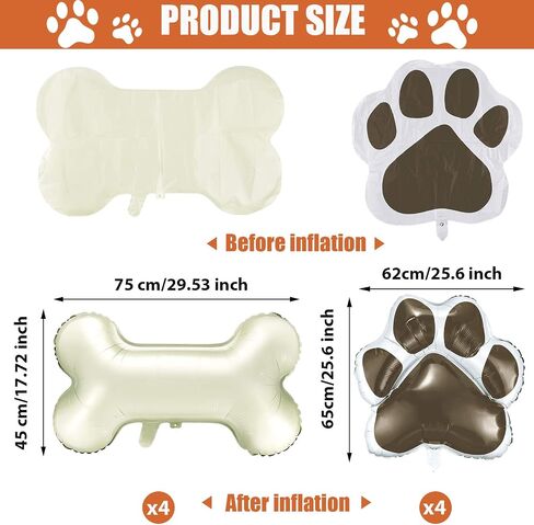 8 Pieces Dog Balloons for Birthday Party Decorations Include 4 Foil Dog Bone Shaped and 4 Helium Paw Print Balloons for Pet Puppy Party Supplies Baby Shower(Pink) in Saudi Arabia