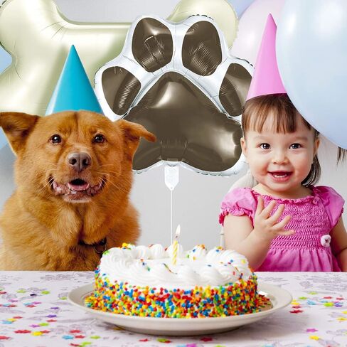 8 Pieces Dog Balloons for Birthday Party Decorations Include 4 Foil Dog Bone Shaped and 4 Helium Paw Print Balloons for Pet Puppy Party Supplies Baby Shower(Pink) in Saudi Arabia