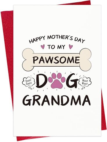 D24TIME Funny Dog Mother's Day Card for Grandma - 5.5" x 8" Happy Mothers Day Gift for Best Pawsome Grandmother from Dog Puppy with Envelope in Saudi Arabia