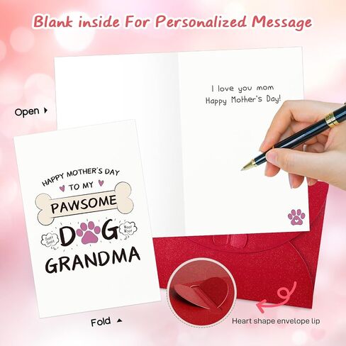 D24TIME Funny Dog Mother's Day Card for Grandma - 5.5" x 8" Happy Mothers Day Gift for Best Pawsome Grandmother from Dog Puppy with Envelope in Saudi Arabia