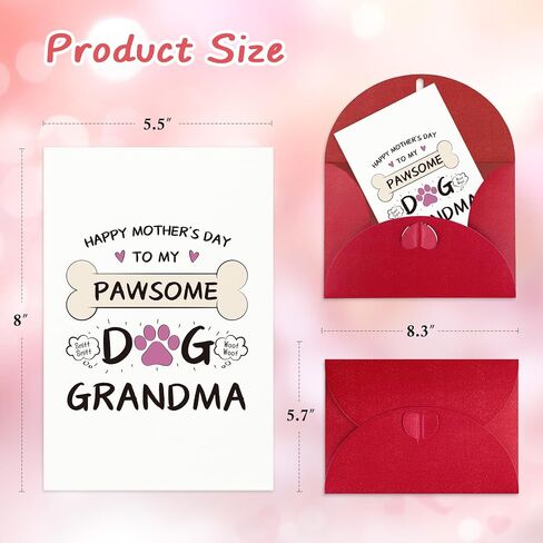 D24TIME Funny Dog Mother's Day Card for Grandma - 5.5" x 8" Happy Mothers Day Gift for Best Pawsome Grandmother from Dog Puppy with Envelope in Saudi Arabia