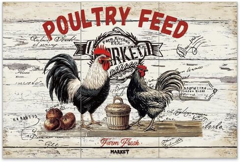 OLYCRAFT 3pcs/Set Farm Rub on Transfers for Furniture and Crafts 6x12 inch Rooster Chicken Furniture Decals Poultry Feed Transfer Stickers Rub on Decals for Wood Furniture Home Decor in Saudi Arabia