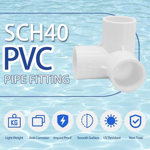 4Pcs 1 Inch PVC Fittings, 3 Way PVC Pipe Fittings Elbow Fittings, SCH40 Furniture Grade Corner Fitting Connector, Fits 1" PVC Pipes in Saudi Arabia