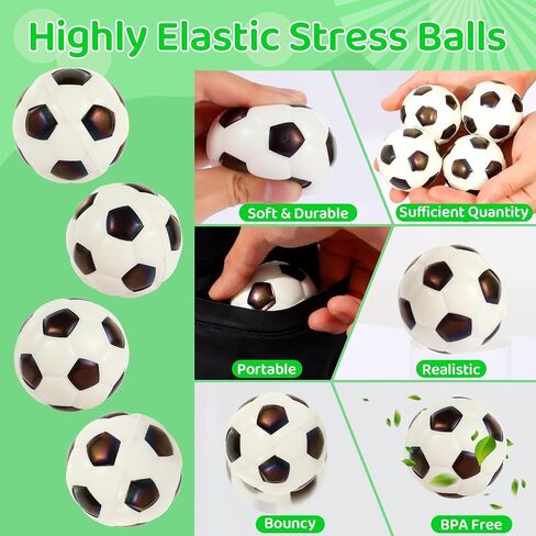 LiYiQ 24Pcs Sports Stress Balls Soccer Stress Ball for Kids 2.36 Inch Foam Bouncy Balls Bulk Fun Balls Party Favors Sports Party Favors Goodie Bag Stuff for Kids Classroom Exchange in Saudi Arabia