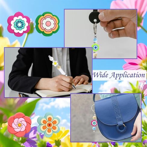 20pcs Sunflower Silicone Focal Beads, Daisy Focal Beads Inspirational Flower Assorted Bead Positive Focal Beads for Beaded Pen Keychain Jewelry Making DIY Crafts Necklace Bracelet in Saudi Arabia
