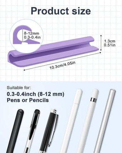 eZAKKA 2PCS Silicone Pencil Holder For Most Pens,Pencils,Self-Adhesive Stick To Notebooks,Diary, Desks,Tablet, Black in Saudi Arabia