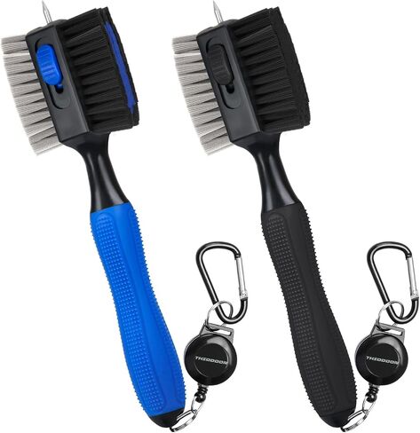 THIODOON Golf Club Cleaner Brush with 4 Oz Water Spray, Nylon and Steel Bristles, Retractable Golf Brush and Groove Cleaner with Clip for Golf Bag, Golf Accessories for Men and Best Golf Gifts in Kuwait