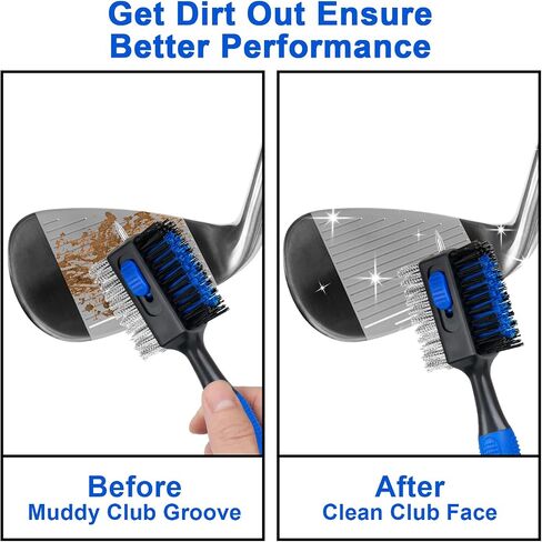 THIODOON Golf Club Cleaner Brush with 4 Oz Water Spray, Nylon and Steel Bristles, Retractable Golf Brush and Groove Cleaner with Clip for Golf Bag, Golf Accessories for Men and Best Golf Gifts in Kuwait