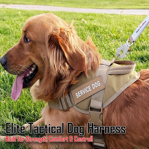 Service Dog Harness with Handle – No-Pull Tactical Dog Vest for Large Dogs, Military Style Heavy-Duty Tactical Dog Harness with Cushioned Soft Underpad That Doesn’t Collect Dog Hair; Brown (L) in Saudi Arabia