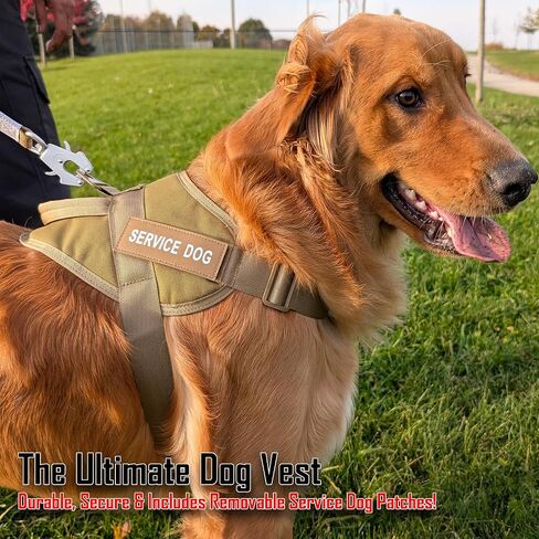 Service Dog Harness with Handle – No-Pull Tactical Dog Vest for Large Dogs, Military Style Heavy-Duty Tactical Dog Harness with Cushioned Soft Underpad That Doesn’t Collect Dog Hair; Brown (L) in Saudi Arabia