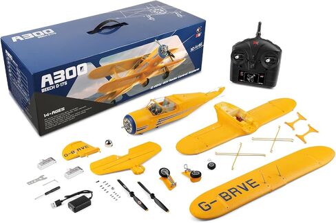 CKYSCHN WLtoys A300 4-Ch RC Plane, Beechcraft D-17 RC Airplanes with Lights, 6G/3D Brushless RC Planes with 2 Batteries, 2.4G Remote Control RC Airplanes Gifts for Adults (Red) in Kuwait