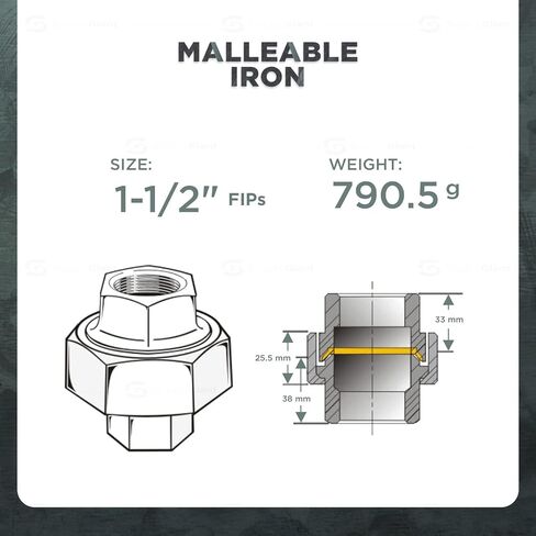 HNVO0400 2" Galvanized Malleable Iron Straight Union for 150 lb Applications, with Female Threaded Connects, 2 in Saudi Arabia