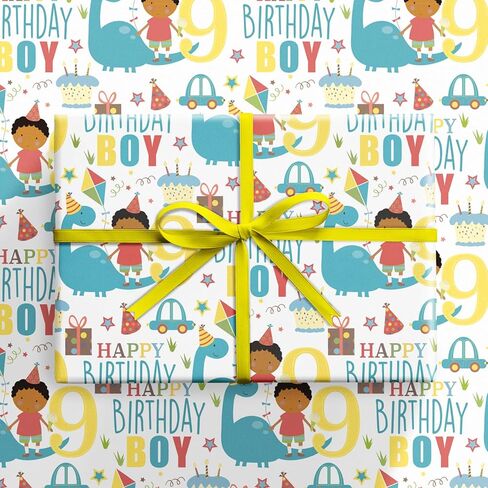Ruspepa Happy Happy Happy First Fridtwing Paper Roll for Boys ، Mini Roll ، Blue Cute Boy ، Gift and Cake Pattern Pattern Pattern Paper لحفلة عيد الميلاد وأكثر ، 17 بوصة × 16.4 قدمًا ، 8 سنوات in Kuwait