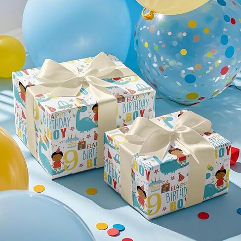 Ruspepa Happy Happy Happy First Fridtwing Paper Roll for Boys ، Mini Roll ، Blue Cute Boy ، Gift and Cake Pattern Pattern Pattern Paper لحفلة عيد الميلاد وأكثر ، 17 بوصة × 16.4 قدمًا ، 8 سنوات in Kuwait