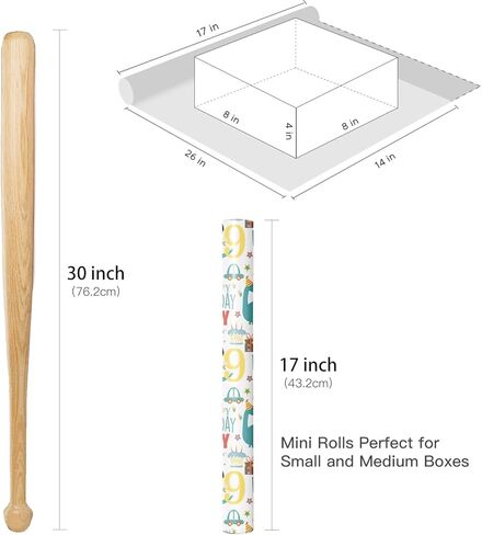 Ruspepa Happy Happy Happy First Fridtwing Paper Roll for Boys ، Mini Roll ، Blue Cute Boy ، Gift and Cake Pattern Pattern Pattern Paper لحفلة عيد الميلاد وأكثر ، 17 بوصة × 16.4 قدمًا ، 8 سنوات in Kuwait