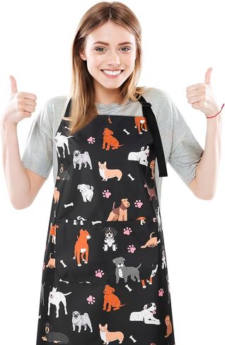 Dog Grooming Waterproof Apron with 2 Pockets, Cute Animals Puppy Dog Pets Apron, Grooming Apron for Dog Groomers in Kuwait