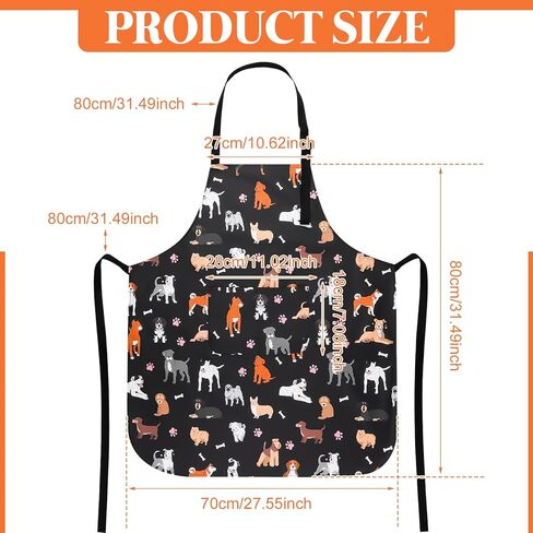 Dog Grooming Waterproof Apron with 2 Pockets, Cute Animals Puppy Dog Pets Apron, Grooming Apron for Dog Groomers in Kuwait