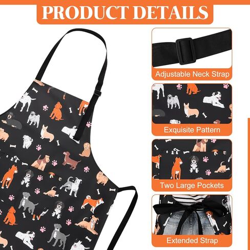 Dog Grooming Waterproof Apron with 2 Pockets, Cute Animals Puppy Dog Pets Apron, Grooming Apron for Dog Groomers in Kuwait