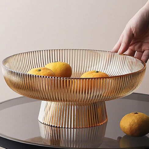 Glass Fruit Bowl,Large Decorative Glass Bowl,Decorative Pedestal Bowl for Table Décor,Fruit Bowl for Kitchen Counter Decor (Clear) in Saudi Arabia
