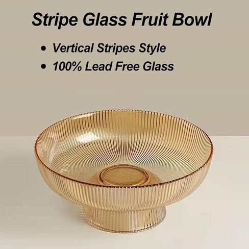 Glass Fruit Bowl,Large Decorative Glass Bowl,Decorative Pedestal Bowl for Table Décor,Fruit Bowl for Kitchen Counter Decor (Clear) in Saudi Arabia