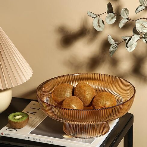 Glass Fruit Bowl,Large Decorative Glass Bowl,Decorative Pedestal Bowl for Table Décor,Fruit Bowl for Kitchen Counter Decor (Clear) in Saudi Arabia