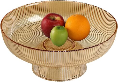Glass Fruit Bowl,Large Decorative Glass Bowl,Decorative Pedestal Bowl for Table Décor,Fruit Bowl for Kitchen Counter Decor (Clear) in Saudi Arabia