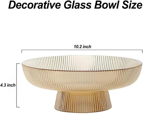 Glass Fruit Bowl,Large Decorative Glass Bowl,Decorative Pedestal Bowl for Table Décor,Fruit Bowl for Kitchen Counter Decor (Clear) in Saudi Arabia