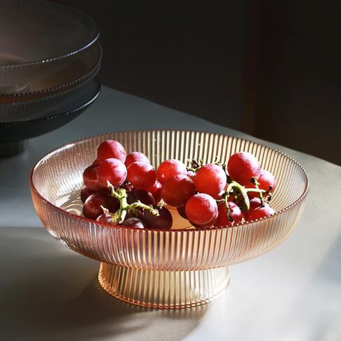Glass Fruit Bowl,Large Decorative Glass Bowl,Decorative Pedestal Bowl for Table Décor,Fruit Bowl for Kitchen Counter Decor (Clear) in Saudi Arabia