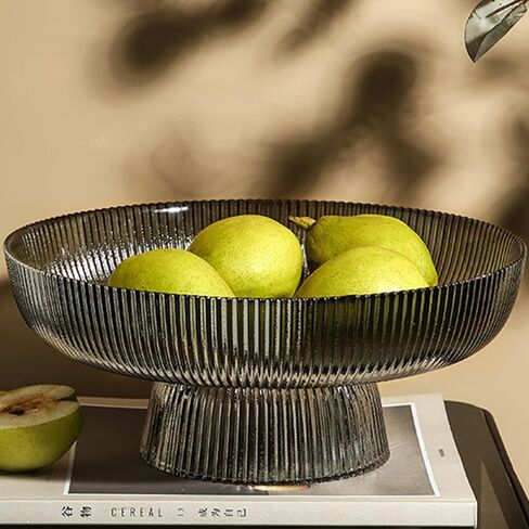 Glass Fruit Bowl,Large Decorative Glass Bowl,Decorative Pedestal Bowl for Table Décor,Fruit Bowl for Kitchen Counter Decor (Clear) in Saudi Arabia