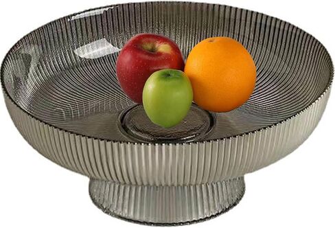 Glass Fruit Bowl,Large Decorative Glass Bowl,Decorative Pedestal Bowl for Table Décor,Fruit Bowl for Kitchen Counter Decor (Clear) in Saudi Arabia