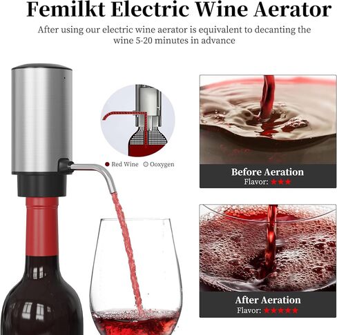 Wine Aerator Pourer with USB Rechargeable, Electric Wine Bottle Dispenser,Automatic Wine pourer Machine,One Touch Multi-Smart Wine Decanter for Wine Lovers,Wine Gifts in Saudi Arabia