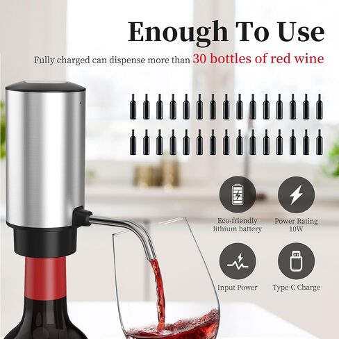 Wine Aerator Pourer with USB Rechargeable, Electric Wine Bottle Dispenser,Automatic Wine pourer Machine,One Touch Multi-Smart Wine Decanter for Wine Lovers,Wine Gifts in Saudi Arabia