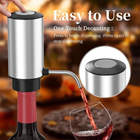 Wine Aerator Pourer with USB Rechargeable, Electric Wine Bottle Dispenser,Automatic Wine pourer Machine,One Touch Multi-Smart Wine Decanter for Wine Lovers,Wine Gifts in Saudi Arabia